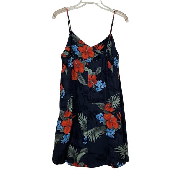 Veda Silk slip mini dress Hawaiian print tropical black wrap draped straps M - Picture 11 of 15